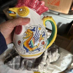 Colorful Rooster Ceramic Pitcher
